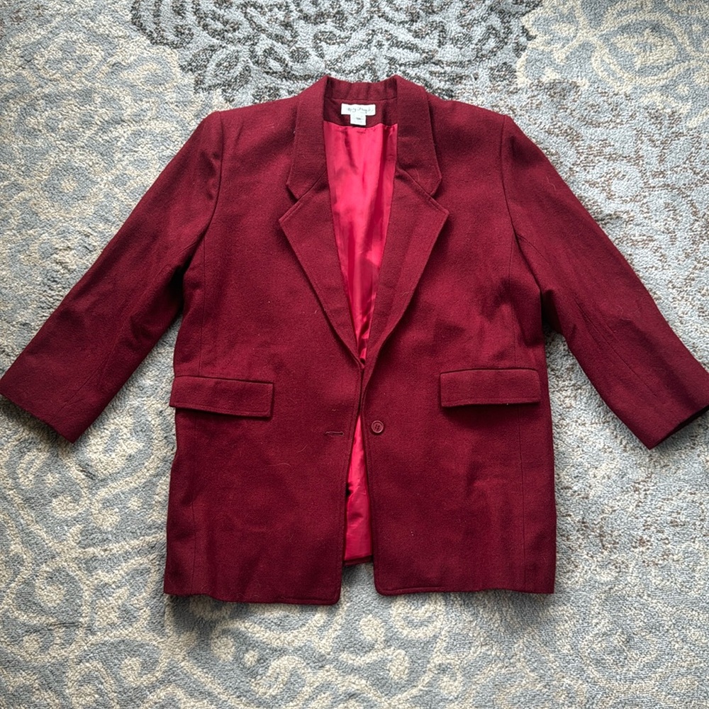 Mary Francis Vintage Wool Blazer Maroon 14